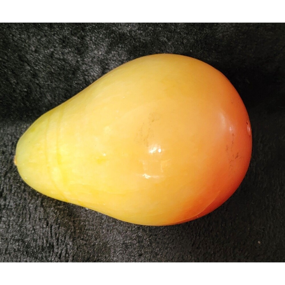 Italian Alabaster Polished Marble Stone Fruit Pear Decorative Paper Weight 3.5"